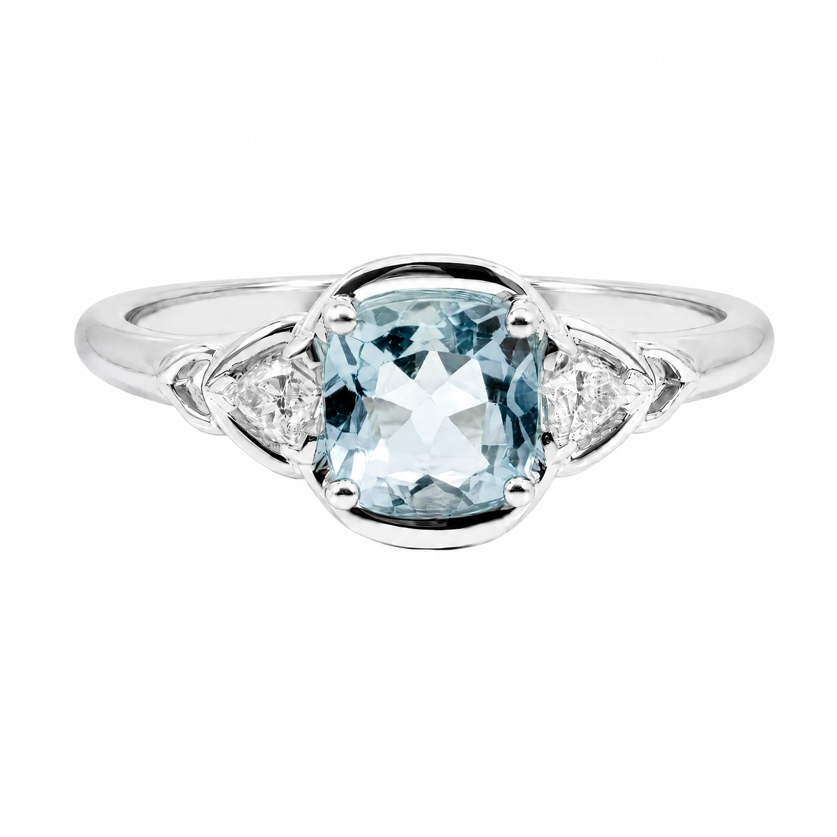 9ct White Gold Aquamarine & Lab Grown Diamond Dress Ring