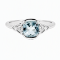 9ct White Gold Aquamarine & Lab Grown Diamond Dress Ring