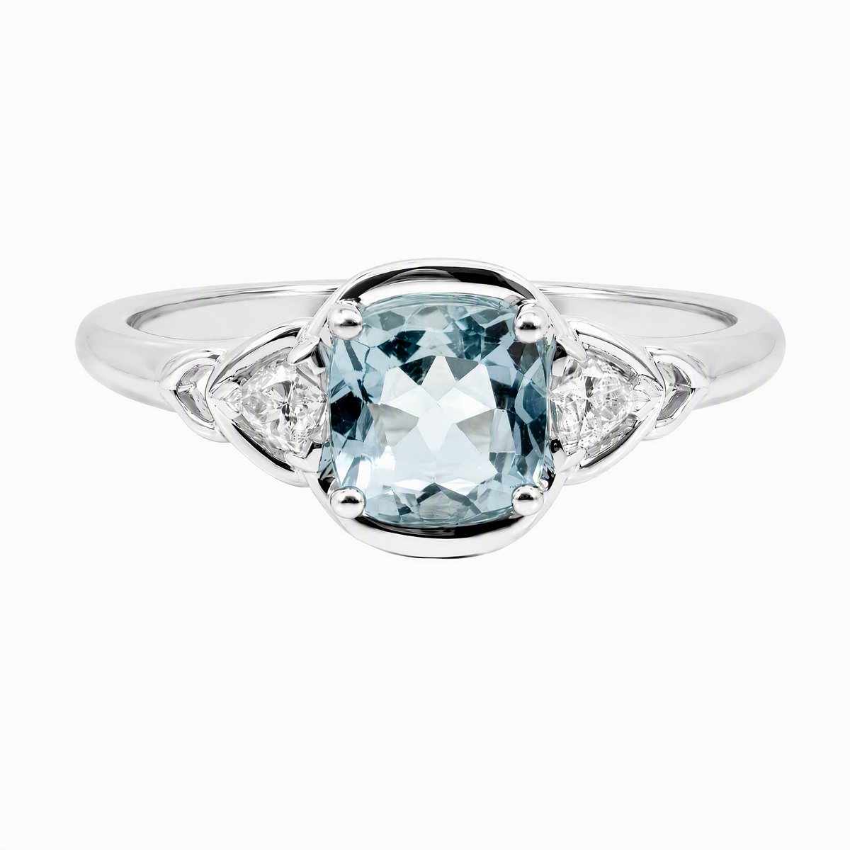 9ct White Gold Aquamarine & Lab Grown Diamond Dress Ring