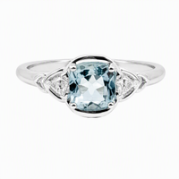 9ct White Gold Aquamarine & Lab Grown Diamond Dress Ring