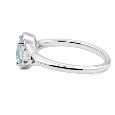 9ct White Gold Aquamarine & Lab Grown Diamond Dress Ring - alternate