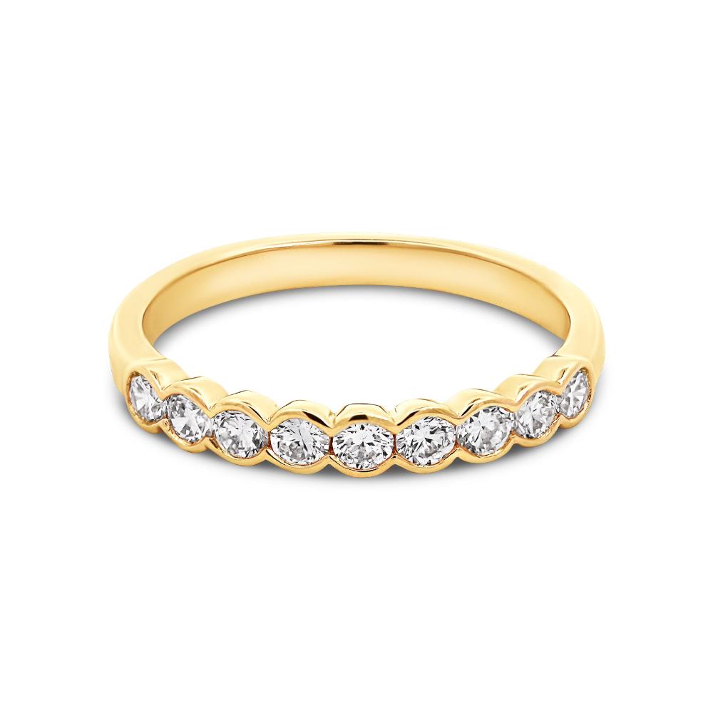 18ct Yellow Gold Bezel Set Lab Grown Diamond Wedding Ring