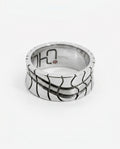 Men's Sterling Silver, Titanium And Steel Wedding Ring With Oxidised Pattern