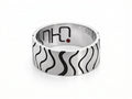 Men's Sterling Silver Wedding Ring With Enamelled Pattern