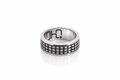 Men's Sterling Silver Oxidised Patterned Wedding Ring
