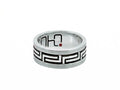 Men's Sterling Silver Oxidised Greek Key Wedding Ring