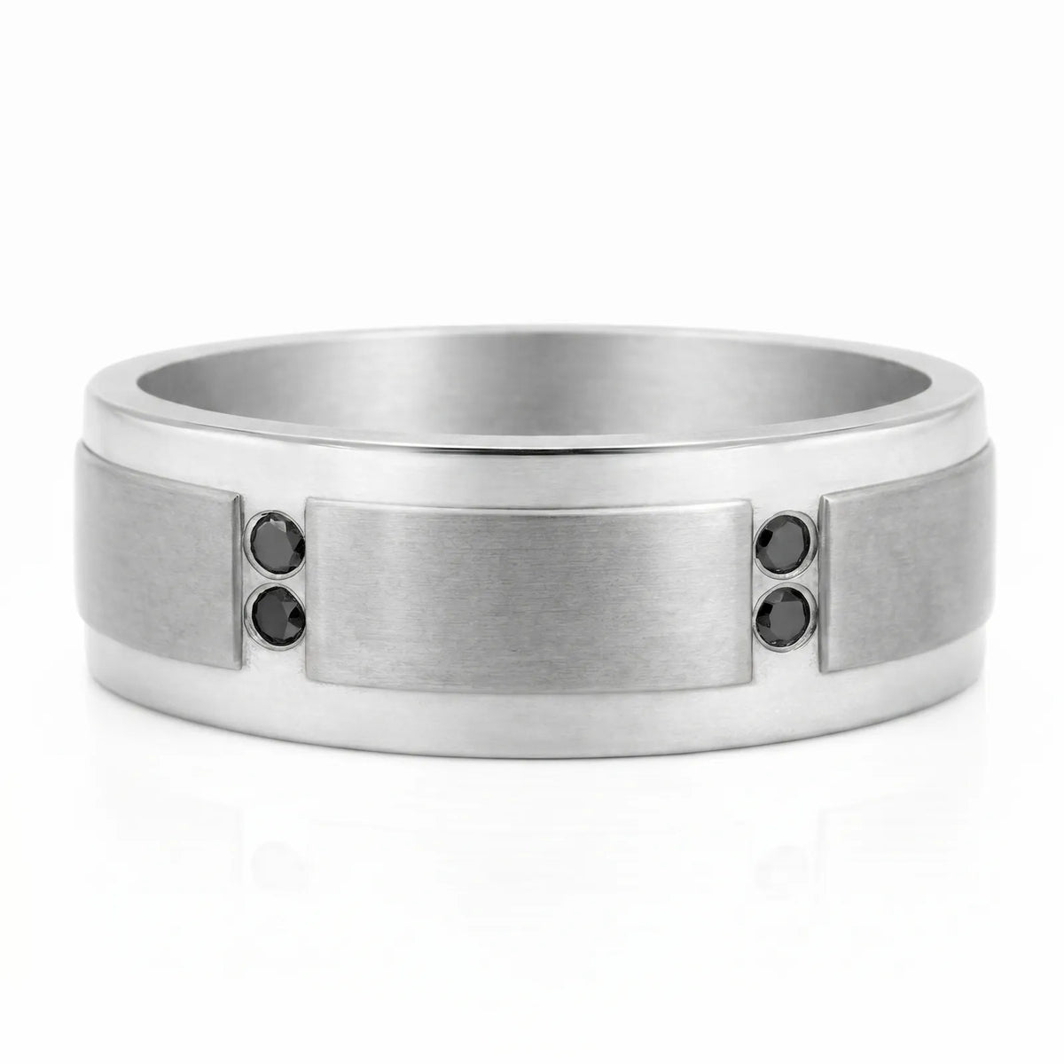 Men's Titanium And Black Diamond Wedding Ring