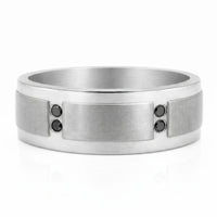 Men's Titanium And Black Diamond Wedding Ring