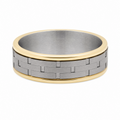 Men's 9ct Yellow Gold And Titanium Geometric Patterned Wedding Ring