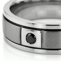 Men's Titanium & Black Diamond Wedding Ring