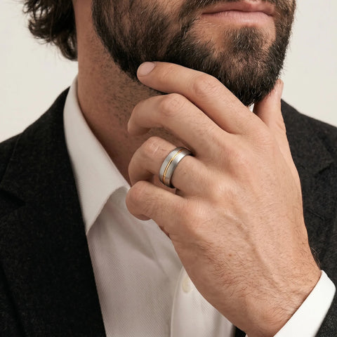 9ct Yellow Gold & Titanium Men's Wedding Ring - alternate view