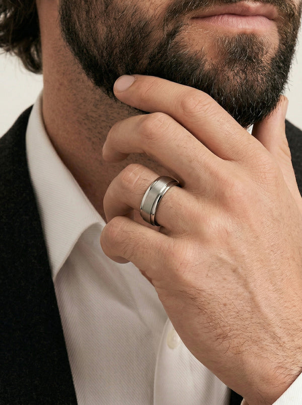 Men's 9ct White Gold & Titanium Wedding Ring - alternate view