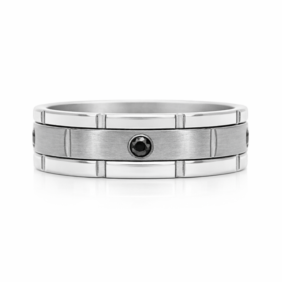 Men's Titanium Black Diamond Wedding Ring