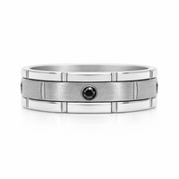 Men's Titanium Black Diamond Wedding Ring