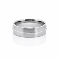 Men's Titanium Satin & Polished Strip Wedding Ring