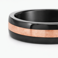 9ct Rose Gold & Black Zirconium Polished Men's Wedding Ring