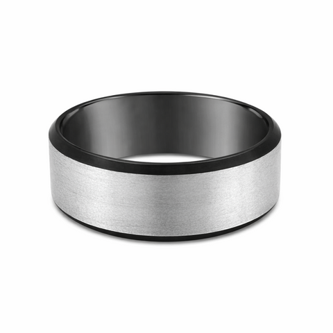 Natural Zirconium & Black Zirconium Men's Wedding Ring