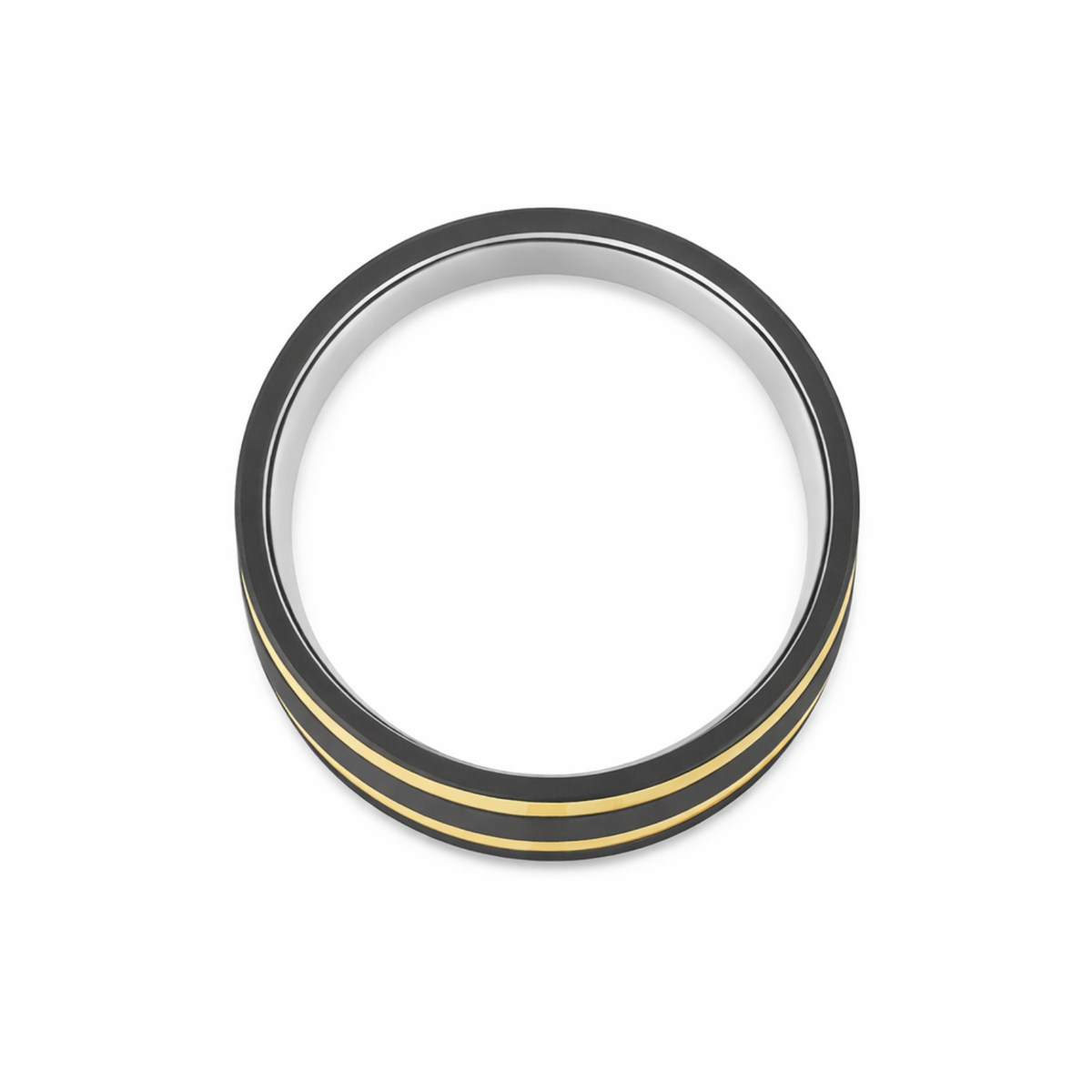 9ct Yellow Gold & Black Zirconium Men's Wedding Ring
