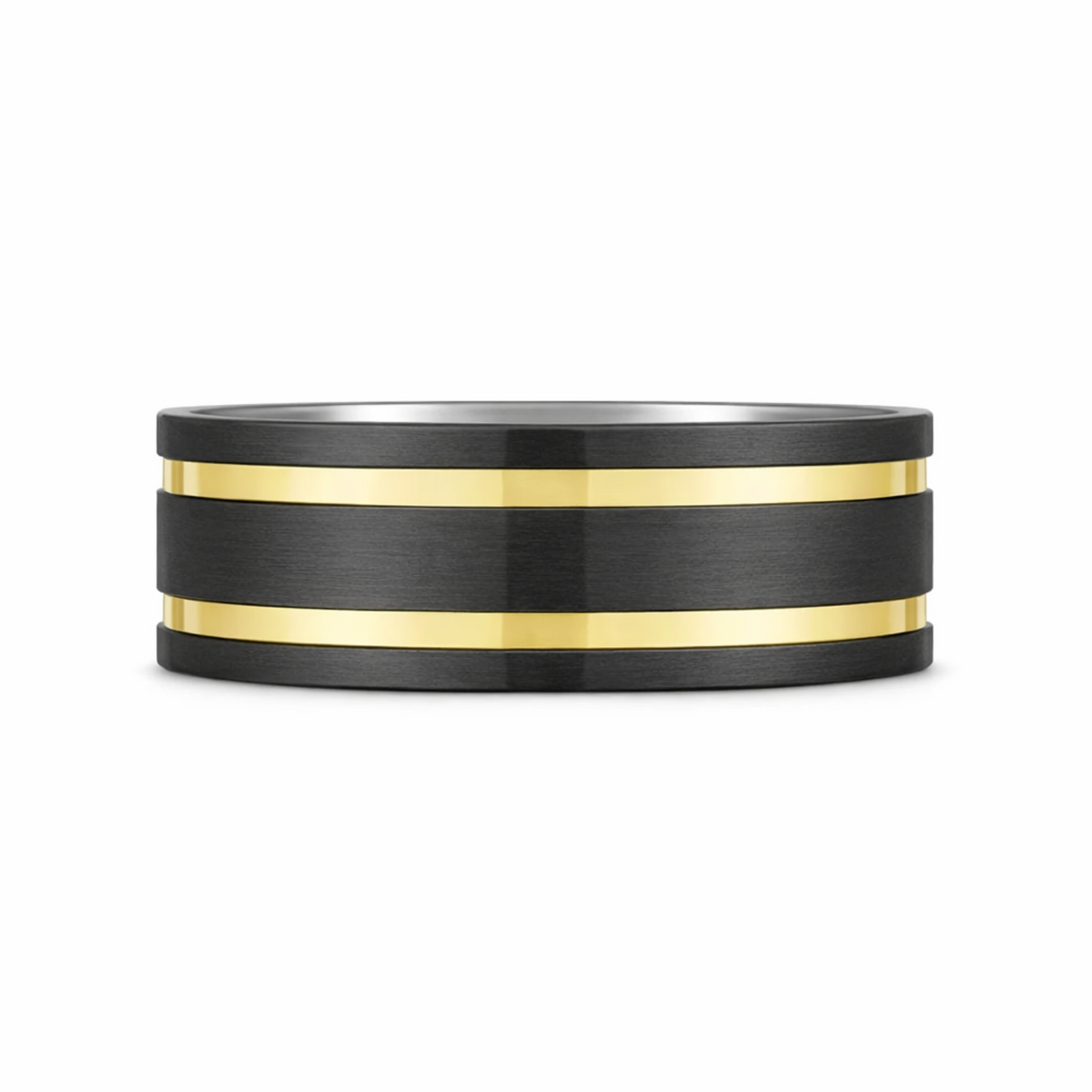 9ct Yellow Gold & Black Zirconium Men's Wedding Ring