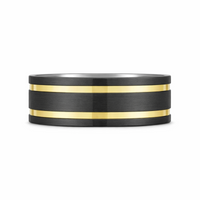 9ct Yellow Gold & Black Zirconium Men's Wedding Ring