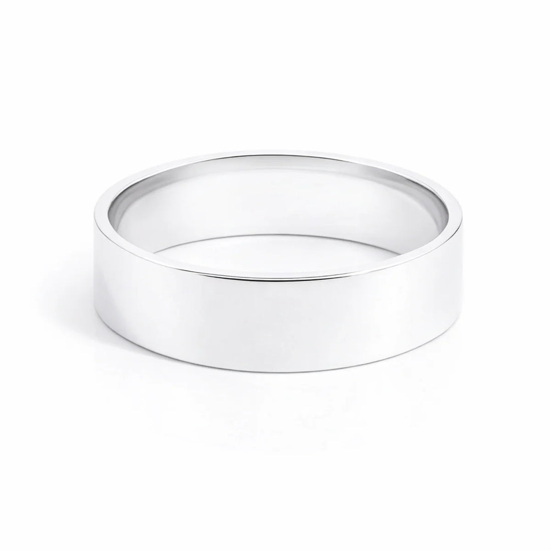 Men's Sterling Silver Polished Flat Profile Wedding Ring