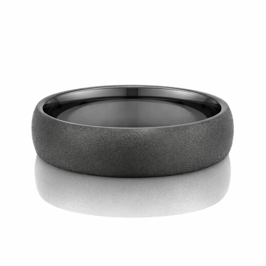 Black Zirconium Half Round Matte Finish Men's Wedding Ring