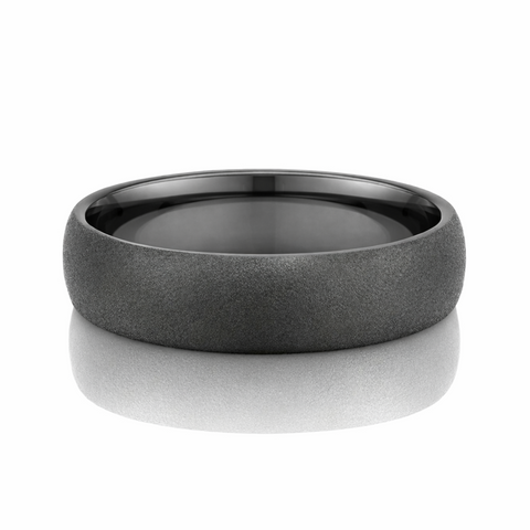 Black Zirconium Half Round Matte Finish Men's Wedding Ring