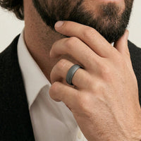 Black Zirconium Half Round Matte Finish Men's Wedding Ring