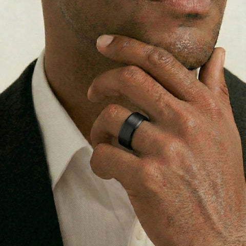 Men's Black Zirconium Wedding Ring - alternate view