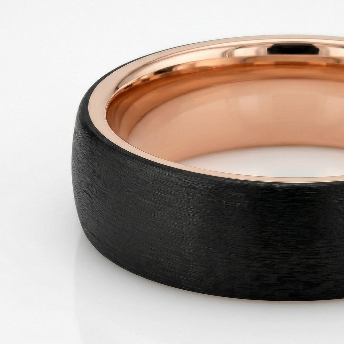 Men's 9ct Rose Gold And Carbon Fibre Wedding Ring