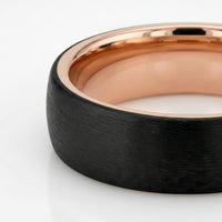 Men's 9ct Rose Gold And Carbon Fibre Wedding Ring