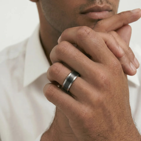Men's Titanium And Carbon Fibre Wedding Ring - alternate view