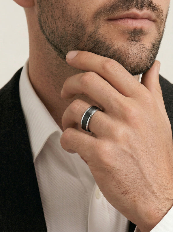 Titanium And Carbon Fibre Men's Wedding Ring - alternate view