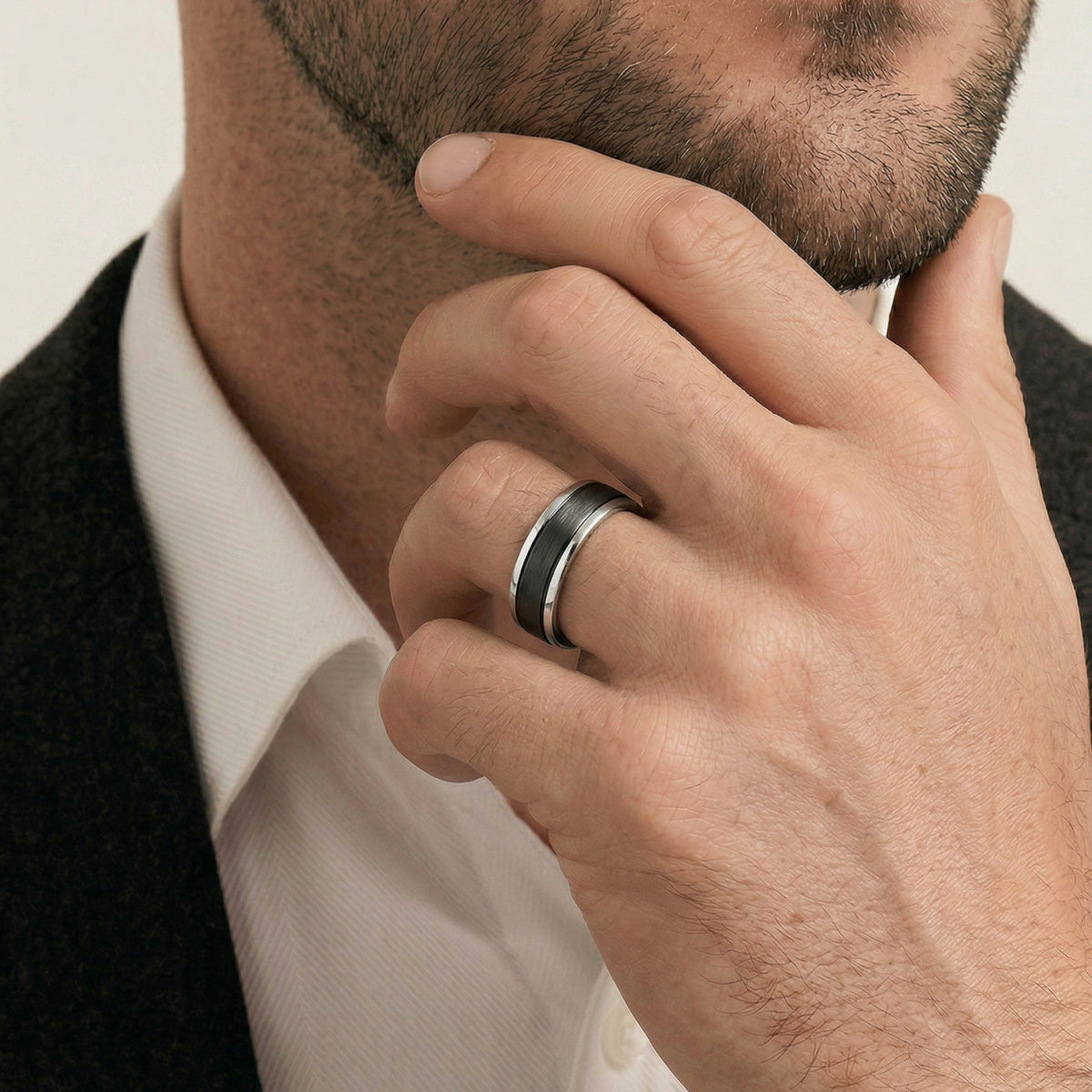 Titanium And Carbon Fibre Men's Wedding Ring