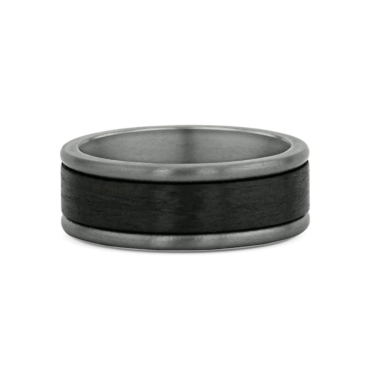 Men's Tantalum & Carbon Brushed Fitted Wedding Ring