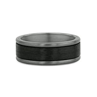 Men's Tantalum & Carbon Brushed Fitted Wedding Ring