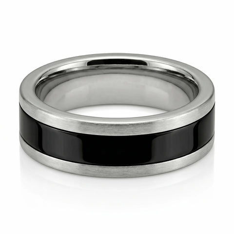 Men's Titanium & Black Zirconium Wedding Ring