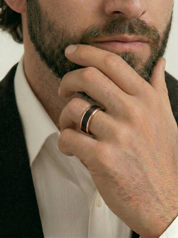 Men's 9ct Rose Gold & Tantalum Wedding Ring - alternate view