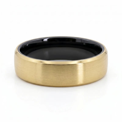 9ct Yellow Gold And Black Zirconium Men's Wedding Ring