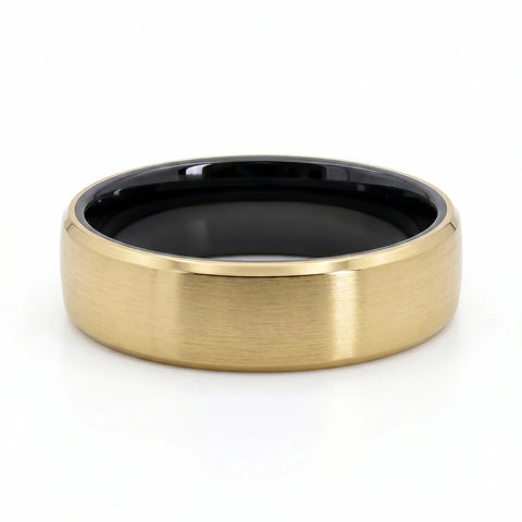 9ct Yellow Gold And Black Zirconium Men's Wedding Ring