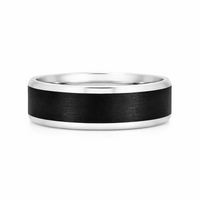 Men's 9ct White Gold & Carbon Fibre Wedding Ring