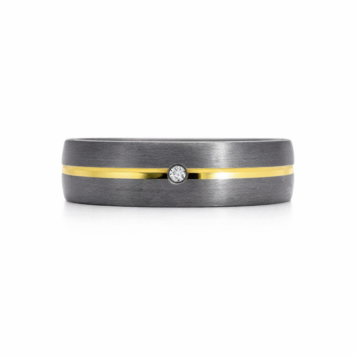 Men's Tantalum & 9ct Yellow Gold Diamond Set Wedding Ring