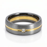 Men's Tantalum & 9ct Yellow Gold Diamond Set Wedding Ring