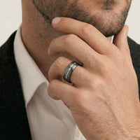 Tantalum And White Gold Diamond Men's Wedding Ring