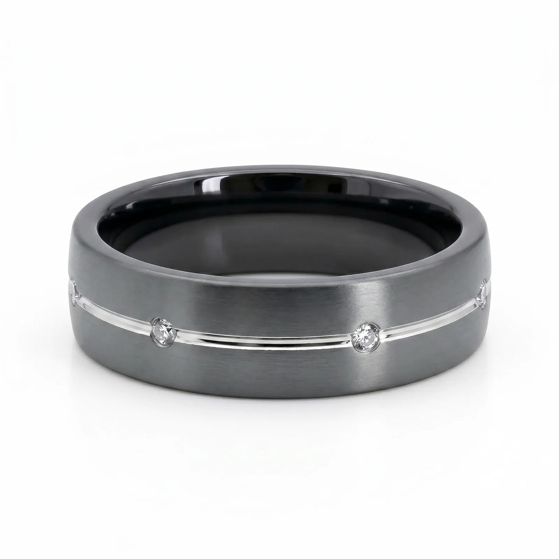 Tantalum And White Gold Diamond Men's Wedding Ring