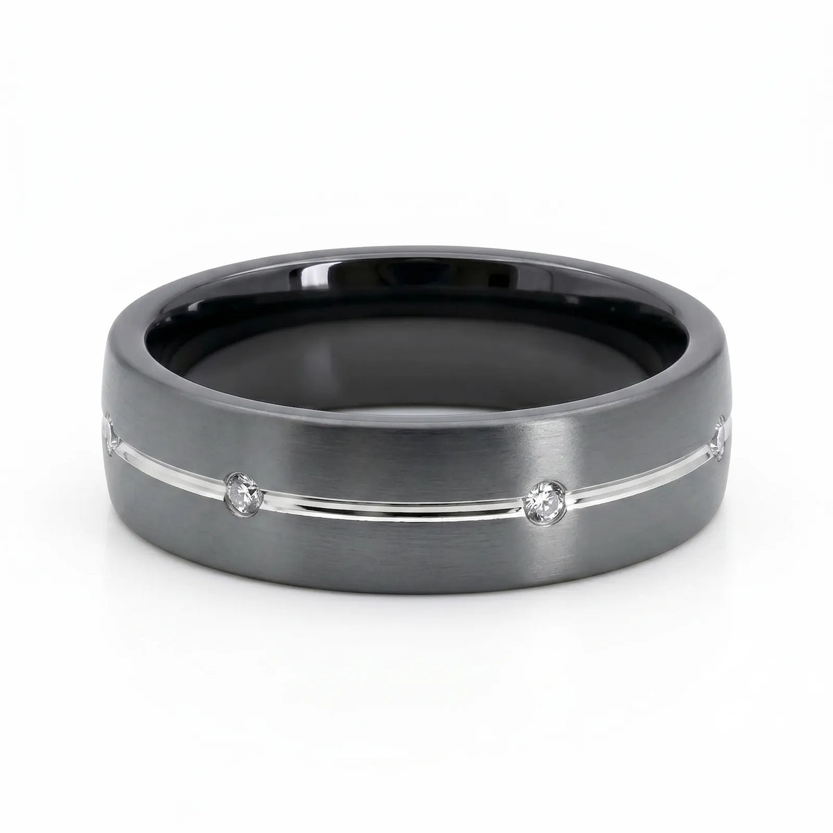 Tantalum And White Gold Diamond Men's Wedding Ring