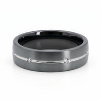 Tantalum And White Gold Diamond Men's Wedding Ring