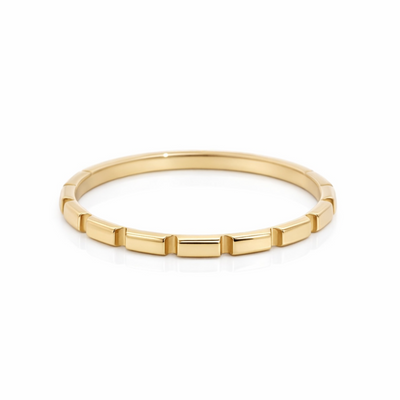 9ct Yellow Gold Brick Design Ladies Wedding Ring