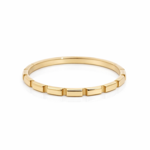 9ct Yellow Gold Brick Design Ladies Wedding Ring