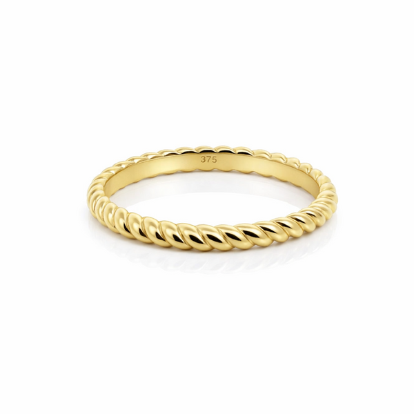 9ct Yellow Gold Fine Twist Ladies Wedding Ring - alternate view